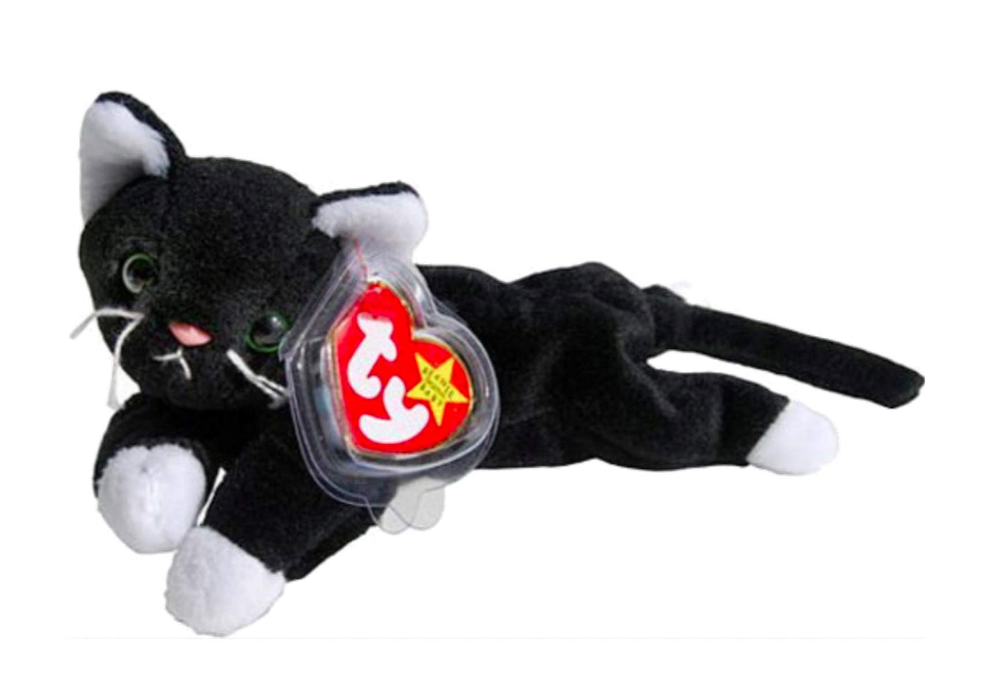 Ty Beanie Babies Zip the Black Cat Plush Toy - 6 Inches, Black with White Paws, Model 4004