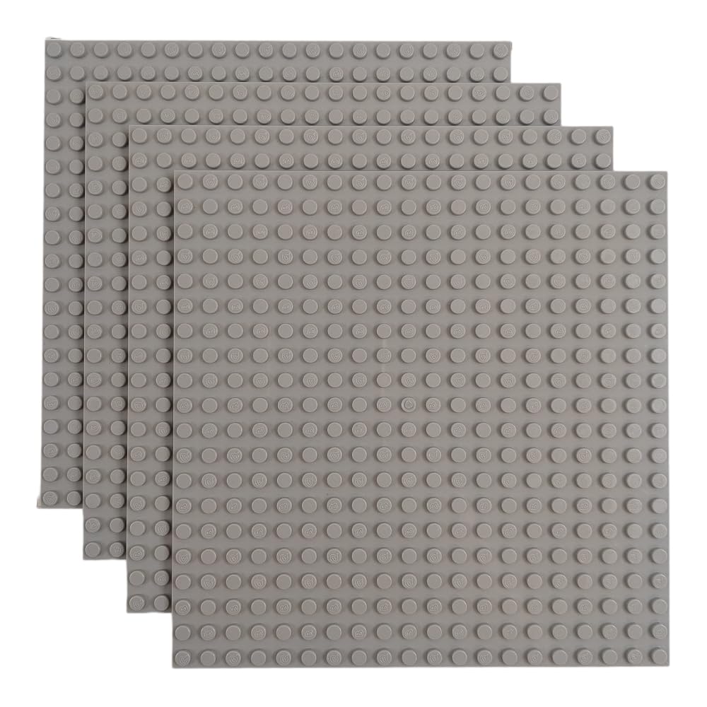 Q-Bricks Classic Baseplate - Building Kit For Toddlers & Kids - 20 X 20 Studs - 6.3 X 6.3 Inches - Pack Of 4 Baseplates - Compat