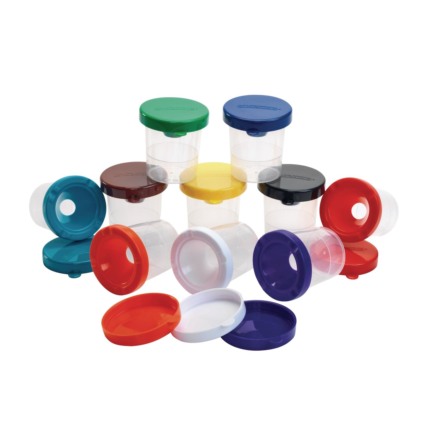Colorations AirTight, NoMess Paint Cups for Kids Paints, Set of 10, Essential Paint Supply, Kids Painting Cups, No Spill Paint
