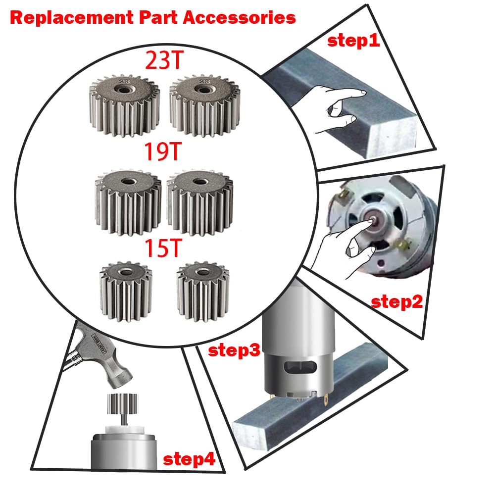 2Pcs 12 Volt Rs550 30000Rpm High-Speed 7R Motor (15T/19T/23T) For Kids Ride On Toys Car Power Wheels Motor Gearbox Upgrade Repla