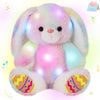 Glow Guards Easter Plush Bunny Stuffed Animal,Musical Light Up Rainbow Bunny Plushies,Singing Rabbit Plush Toy With Floppy Ear E
