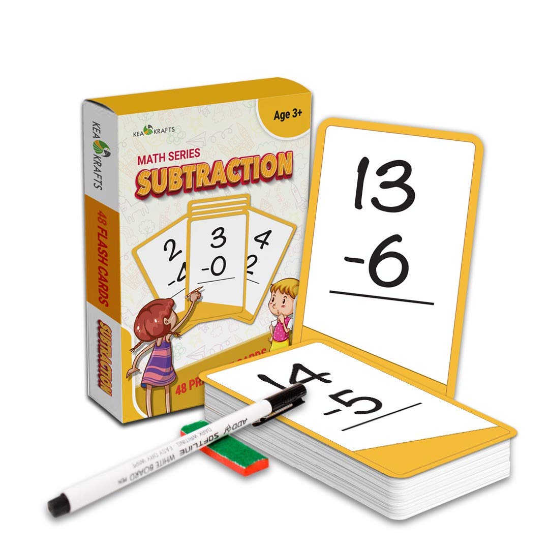 Fratelli Keakrafts Wipe & Clean Activity Double Sided Flash Cards For Kids (Write & Wipe Subtraction)