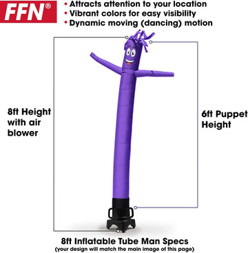 Solid Dark Navy Blue 8 Foot Tall Inflatable Tube Man Air Powered Waving Puppet, Air Blower Motor Included With 6Ft Solid Colored