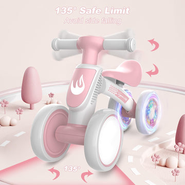 Colorful Lighting Baby Balance Bike Toys For 1 Year Old Girl Gifts, 10-36 Month Toddler Balance Bike, No Pedal 4 Silence Wheels