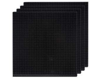 Slabdreamlab 12''X12'' Baseplate For All Major Building Bricks And Blocks (Black, 4-Pack)