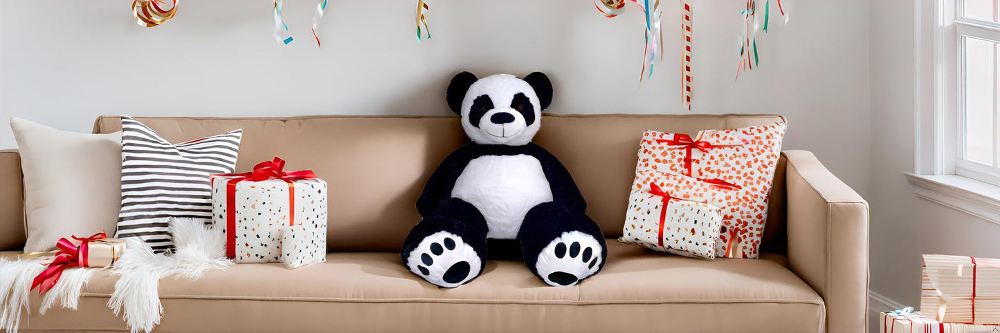 Anico 59' Tall (5 Foot) Giant Plush Bear, Stuffed Animal, Panda Bear With Smiling Face. Premium Stuffed Toy Panda Bear, Perfect For Girlfriend, Kids, Valentine'S Day, Christmas!