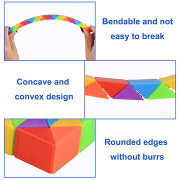 24 Pack Mini Fidget Snake Cube Puzzle Toys - Party Favors & Goodie Bag Fillers For Kids & Teens - Rainbow Colors - Bulk Birthday