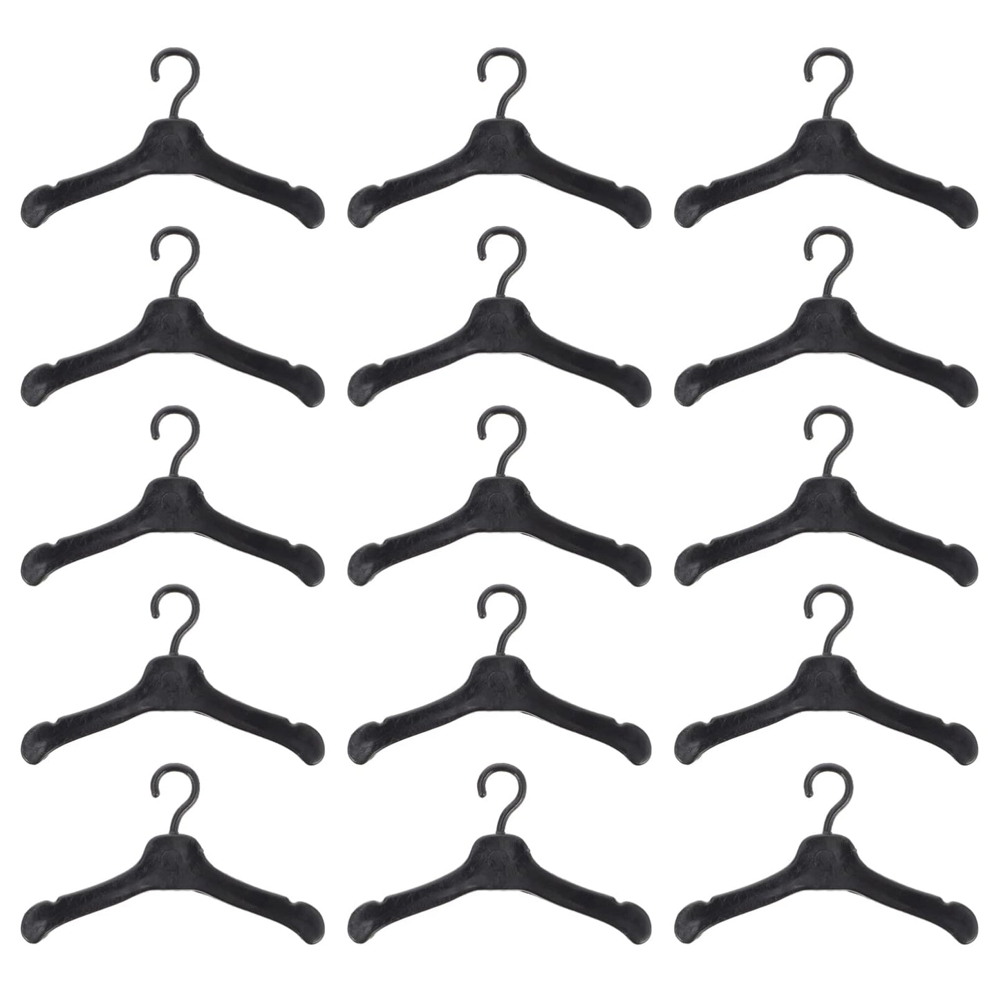 50Pcs Plastic Doll Clothes Hangers Doll Outfit Hanger Miniature Clothes Hanger Dollhouse Clothes Accessories (Black)