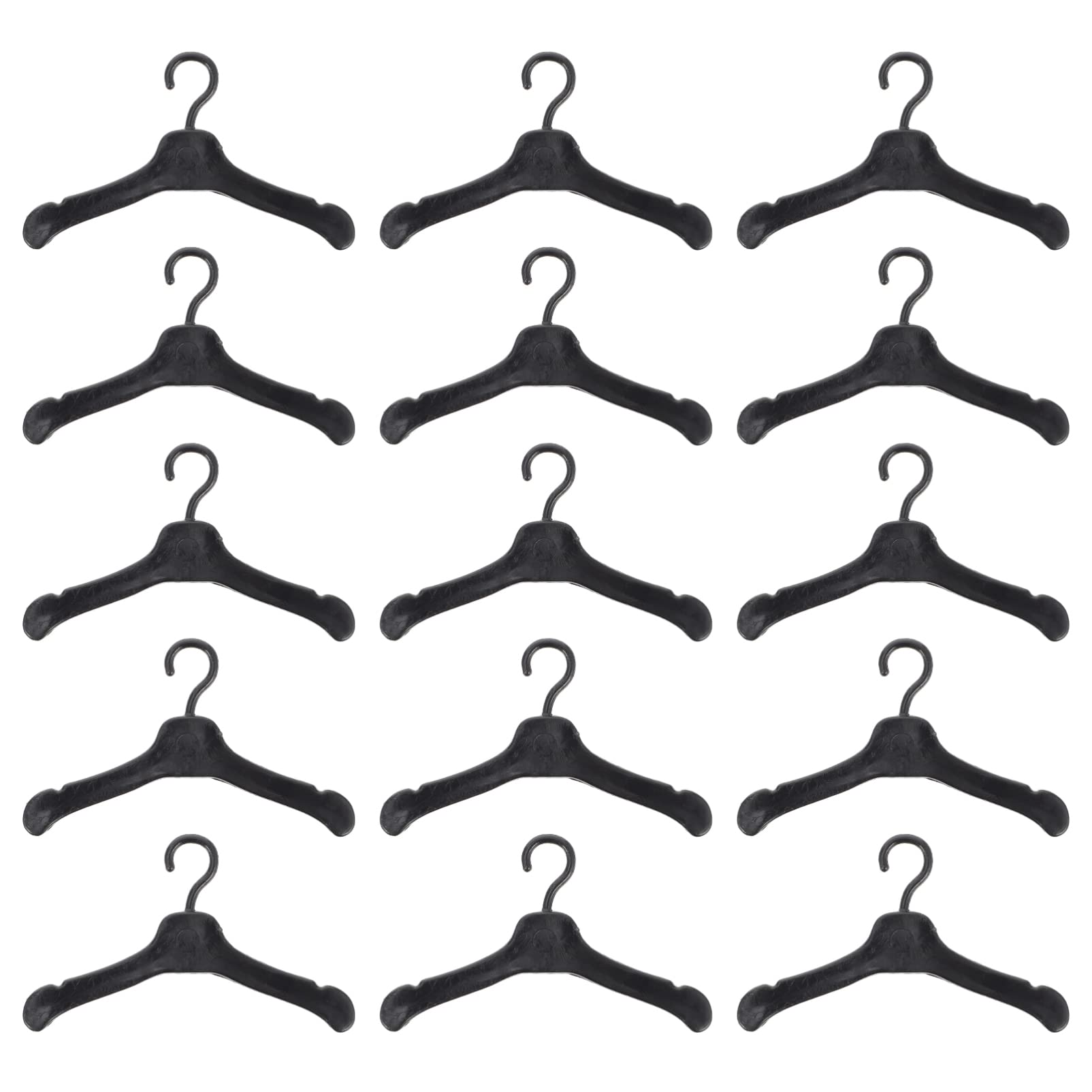 50Pcs Plastic Doll Clothes Hangers Doll Outfit Hanger Miniature Clothes Hanger Dollhouse Clothes Accessories (Black)