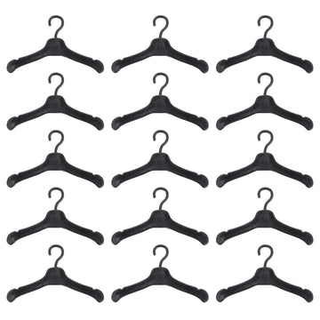 50Pcs Plastic Doll Clothes Hangers Doll Outfit Hanger Miniature Clothes Hanger Dollhouse Clothes Accessories (Black)