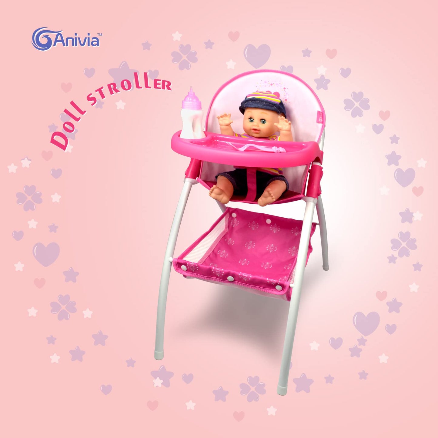 Anivia Baby Doll High Chair, Toy High Chair For Baby Doll (Dh010-Pink)