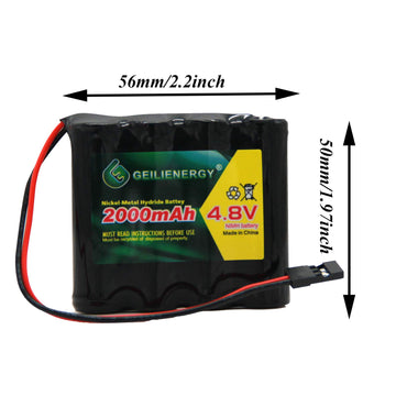QBLPOWER 4.8V 2000mAh NiMH RX Receiver Battery Pack RC Futaba Hitec JR for RC Cars and Airplanes(2 Pack)