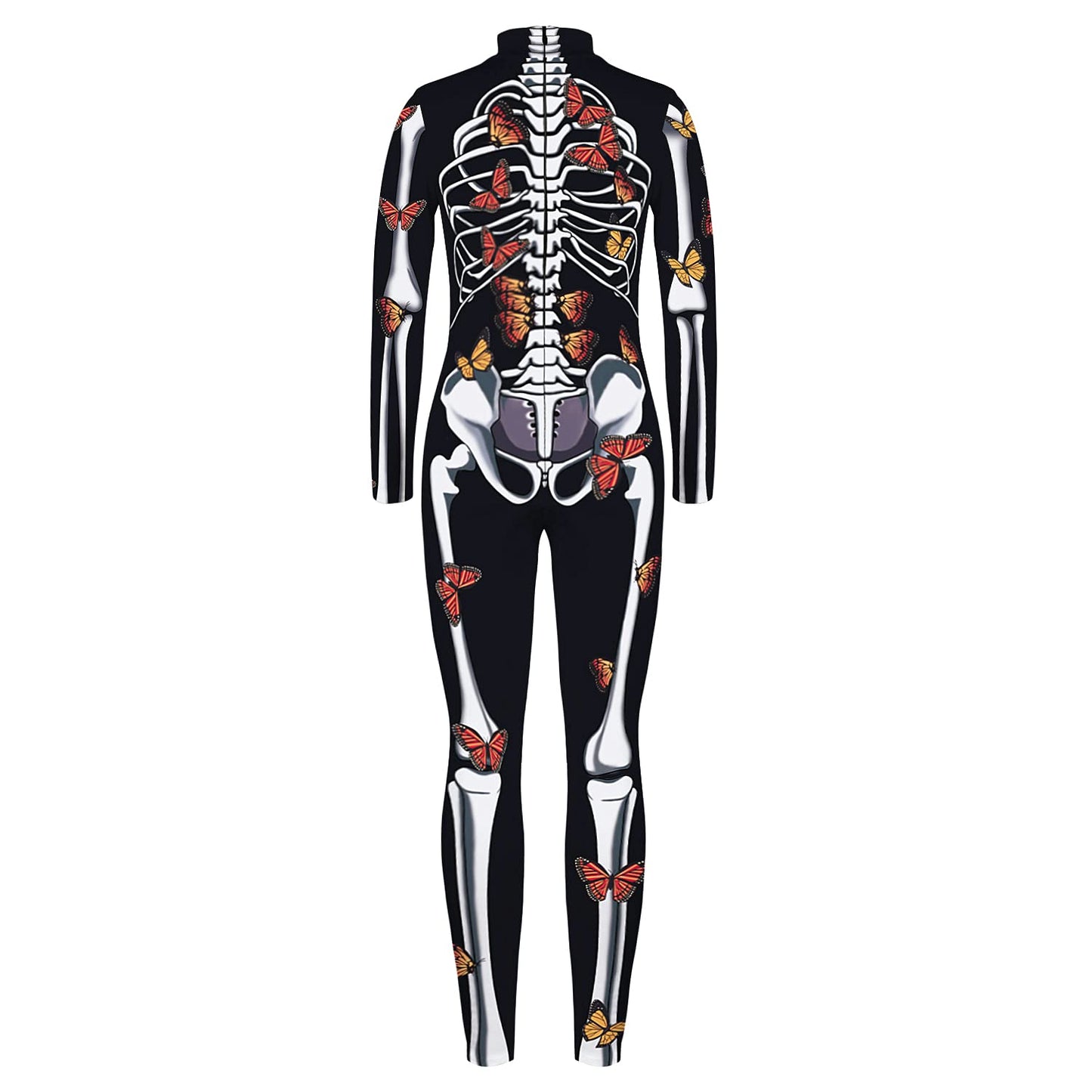 Remimi Kids Halloween Skeleton Bodysuit For Girl Zip Up Back Funny Cosplay Scary Skeleton Costume Butterfly 11-12 Years