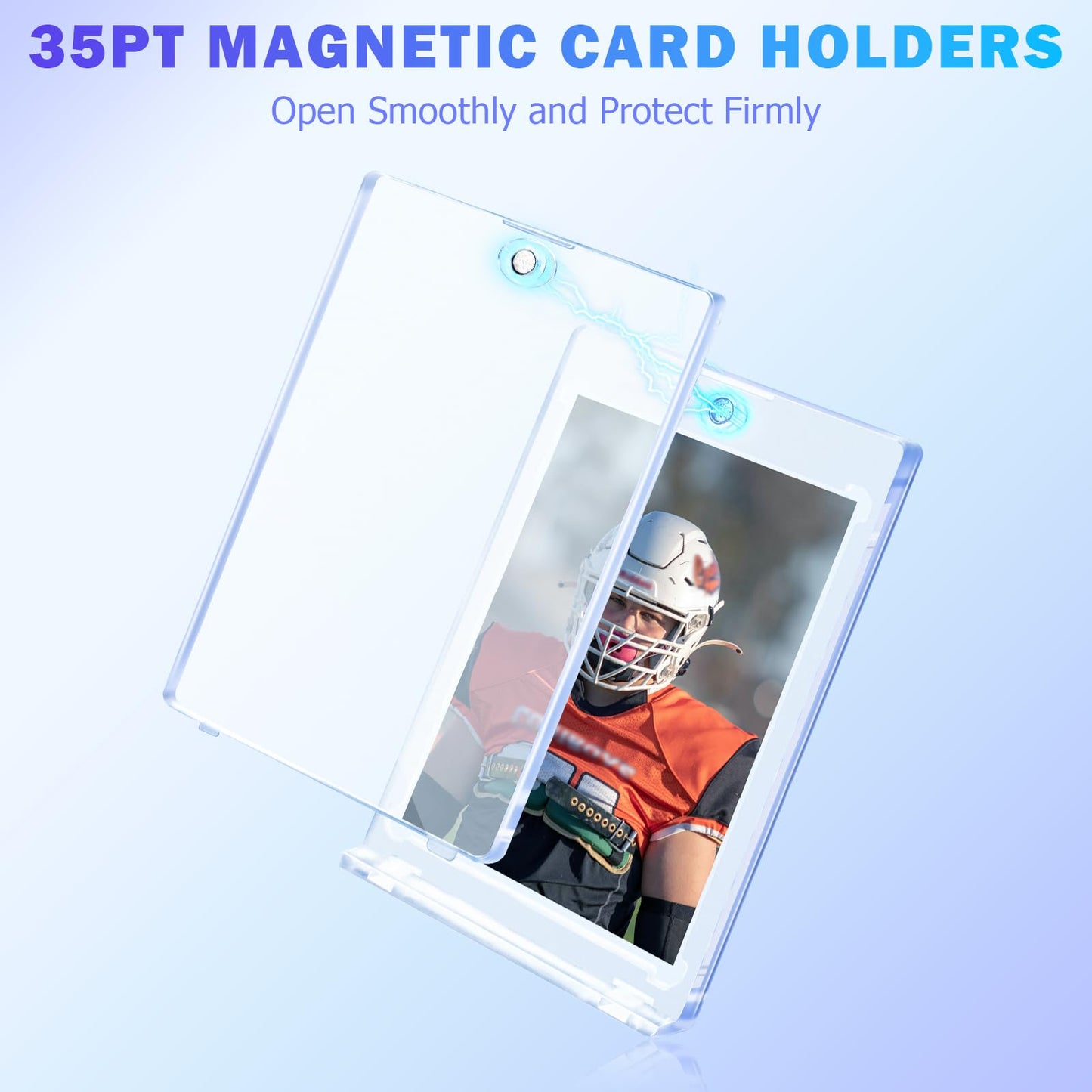 Succwoah 200ct Magnetic Card Holder for Trading Cards  35 PT One Touch Card Sleeves  Hard Plastic Card Protectors Top Loaders Display Case for Baseball  Football  Sports  Game  TCG  MTG  YUGIOH