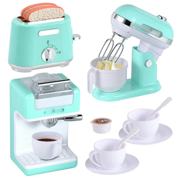 Kitchen Appliances Toys, Play Kitchen Accessories Set for Kids, Pretend Kitchen Toys with Coffee Maker, Mixer and Toaster, Play