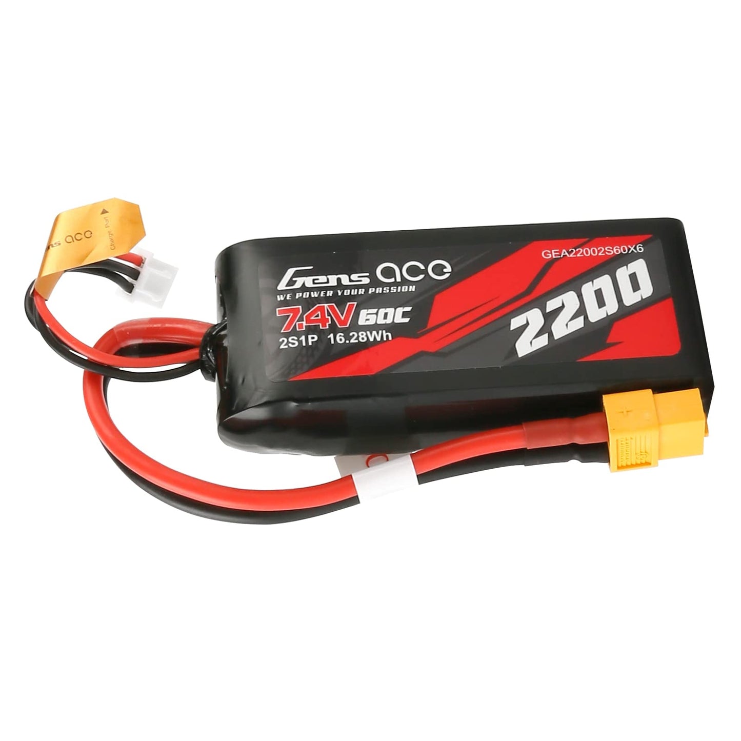 Gens ace 2S Lipo Battery 7.4V 60C 2200mAh Lipo Battery with XT60 Plug