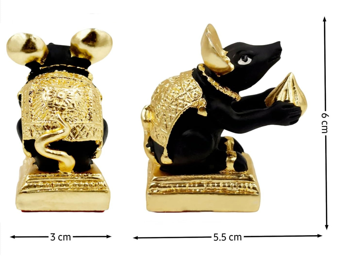 Arnavira Gold Plated Mushak Idol for Ganpati Pooja Ganeshji Mooshak Mouse Mushakraj (Black)