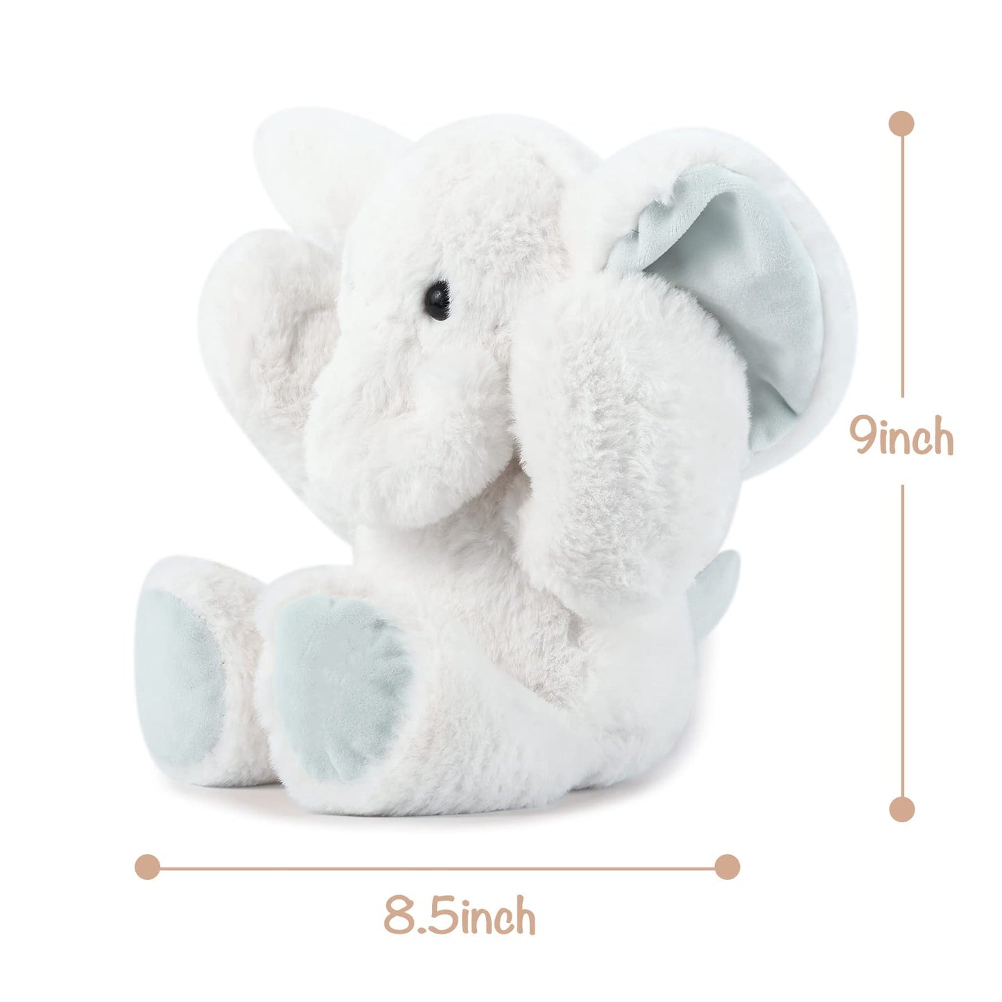 Tcbunny Baby Elephant Bedtime Stuffed Animal Plush Toy Gift 11'', Kids, Amy (White)