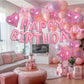 Toniful 35Pcs Light Pink Happy Birthday Decorations 16 Inch Happy Birthday Balloon Banner With Star Balloons Mylar Foil Birthday