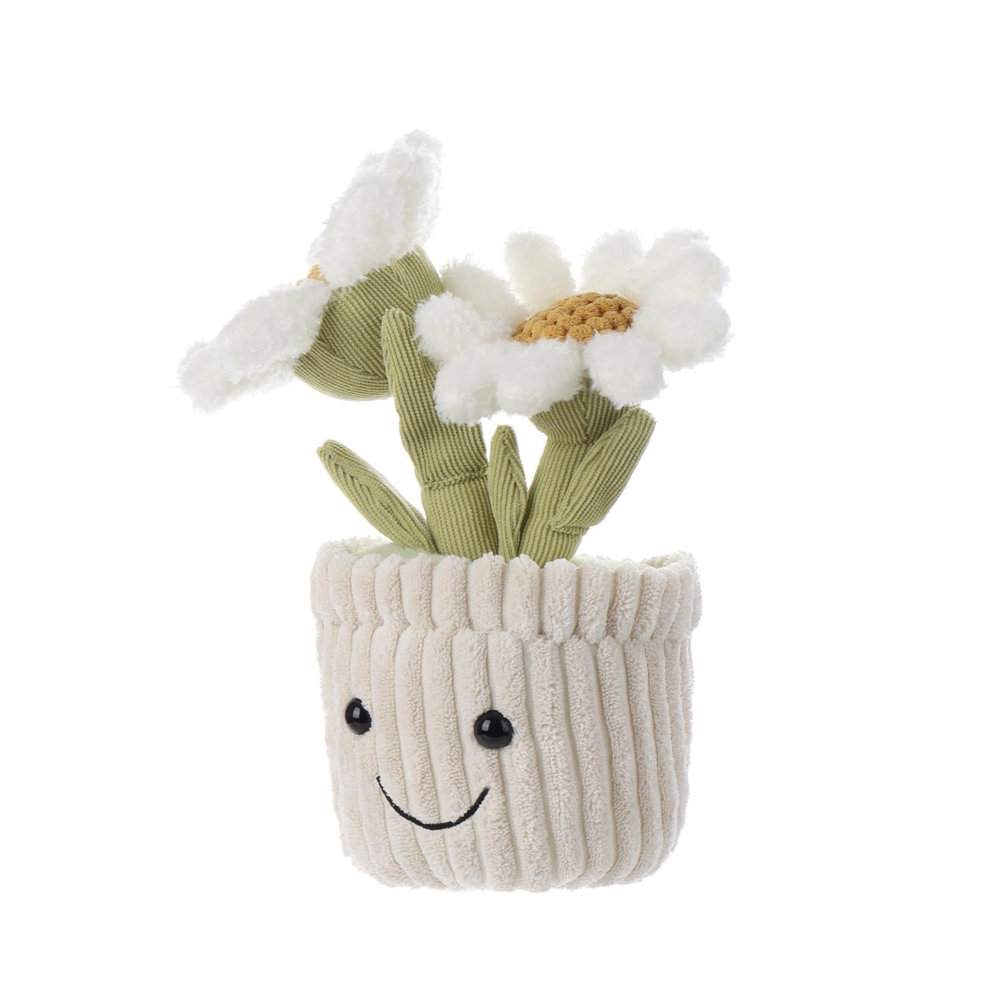Apricot Lamb Soft Daisy Plant Plush Toy, Stuffed Green Pot, Kawaii Plushie For Kids 10 Inches