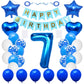 Huture 7 Birthday Party Supplies Blue Number 7 Foil Balloon Happy Birthday Banner Kit 7Th Birthday Decoration White Blue Latex C