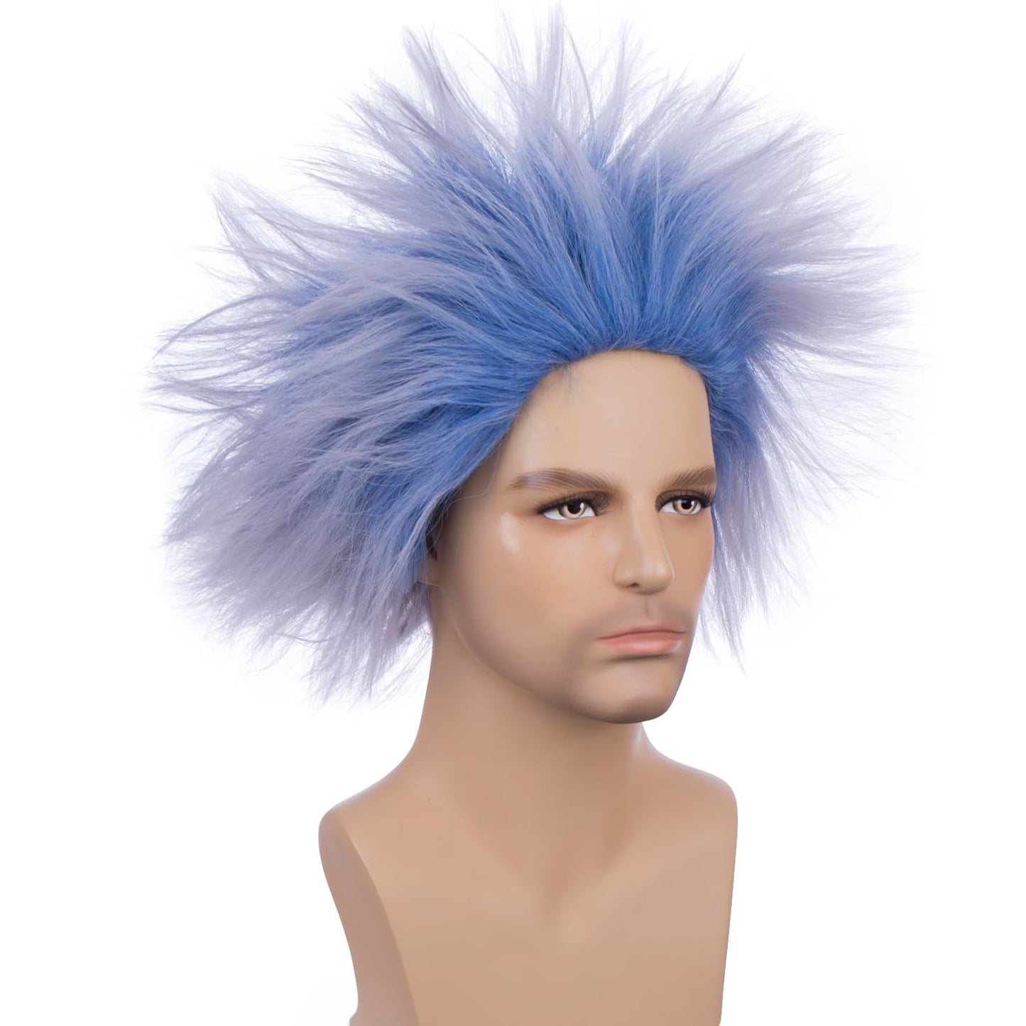 Pattnium Crazy Blue Wig For Kids Child Short Blue Spkiy Wig Blue Ombre Wigs Funny Cosplay Halloween Costume Party Wigs