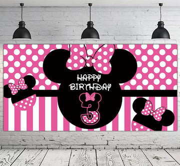 Minnie Mouse 3Rd Birthday Backdrop, Minnie Mouse 3Rd Birthday Banner Party Supplies, Minnie Mouse 3Rd Birthday Decorations, Thir