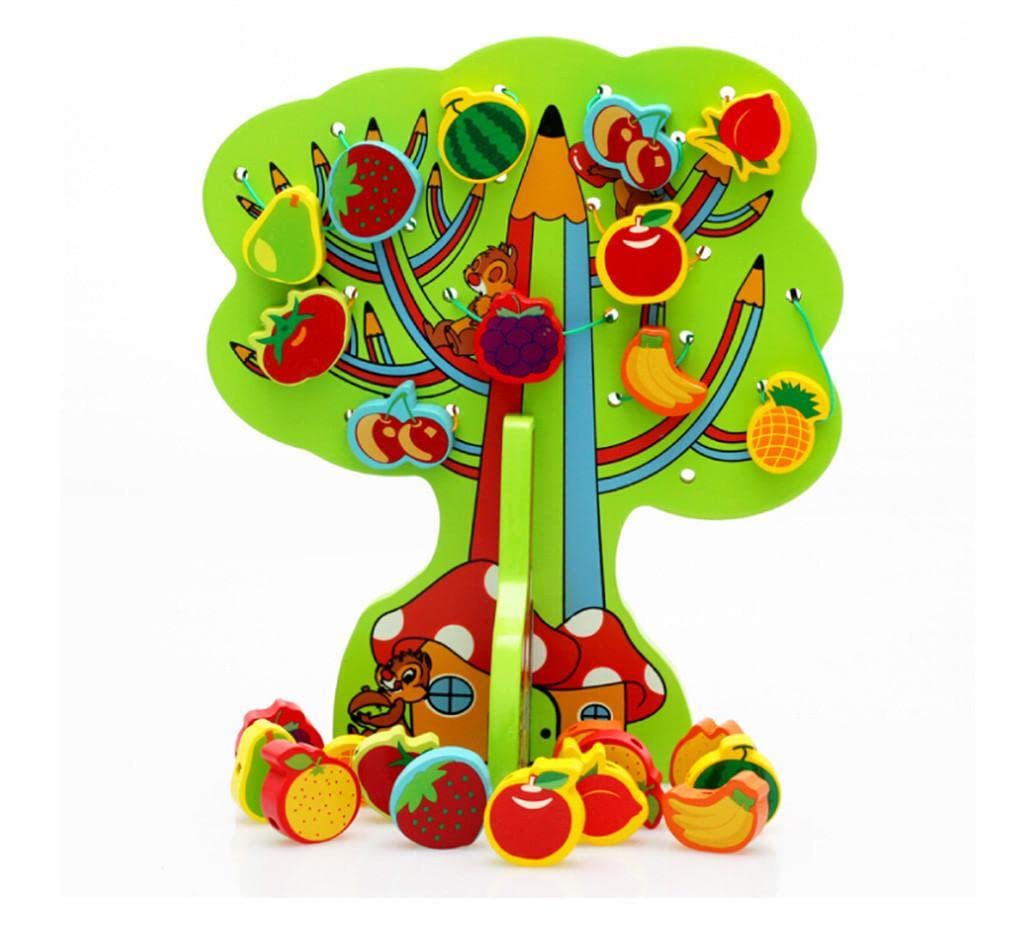 Calandis Kids Educational Wooden Toy Fruit Lacing Tree Stringing Beads Baby Toy Gift | Developmental Baby Toys | Toys For Baby