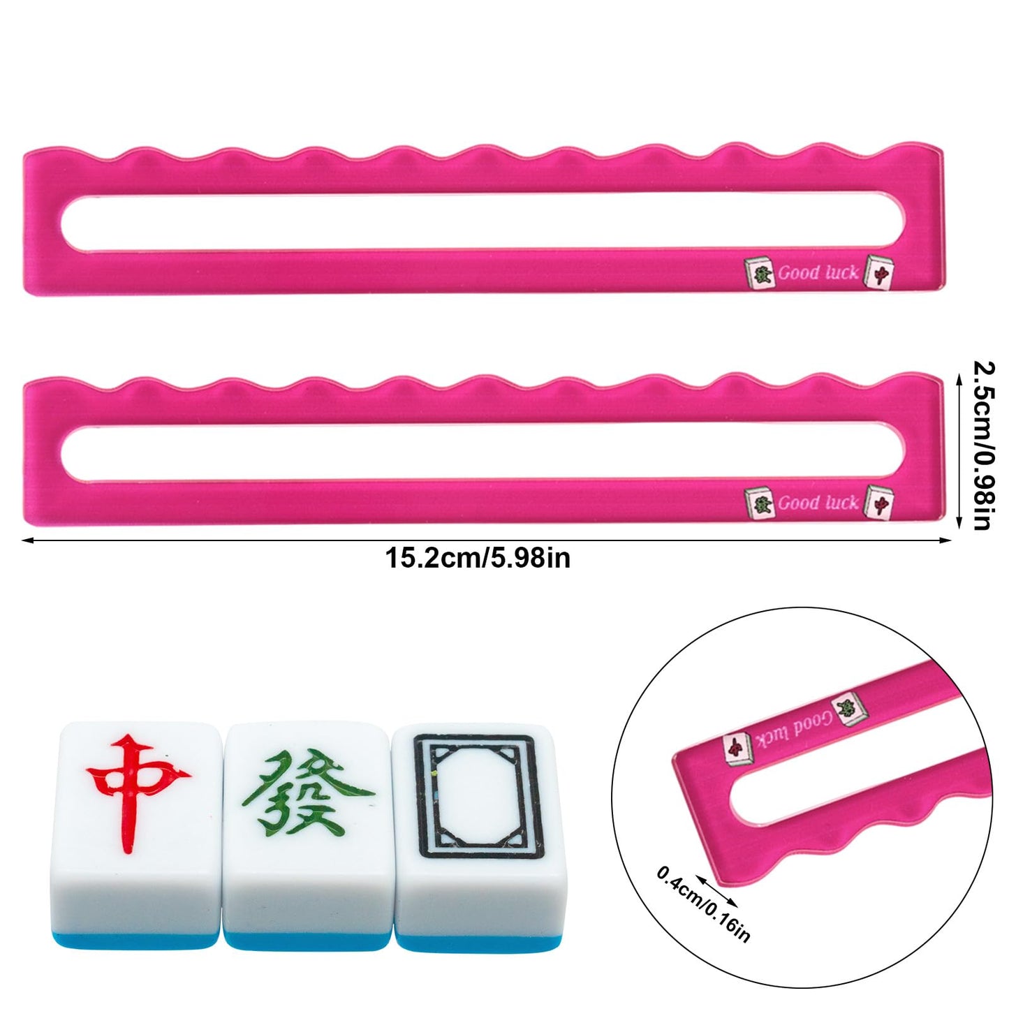 BOXOB 4pcs Mah Jongg Line Finder  Bright Mahjong Card Line Guide & Reader Acrylic Mahjong Gifts Accessories for Players (Rose Pink)