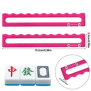BOXOB 4pcs Mah Jongg Line Finder  Bright Mahjong Card Line Guide & Reader Acrylic Mahjong Gifts Accessories for Players (Rose Pink)