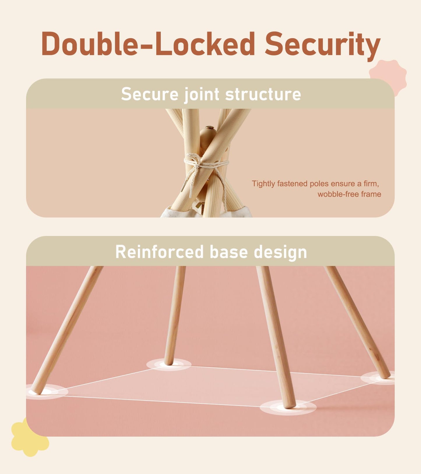 Teepee Tent with Starry Lights  Ground Mat and Pockets  Kids Teepee Tents for Indoor & Outdoor Use  Foldable Play Tents for Boys & Girls  Washable Toddler Play Tent for Birthdays & Holidays