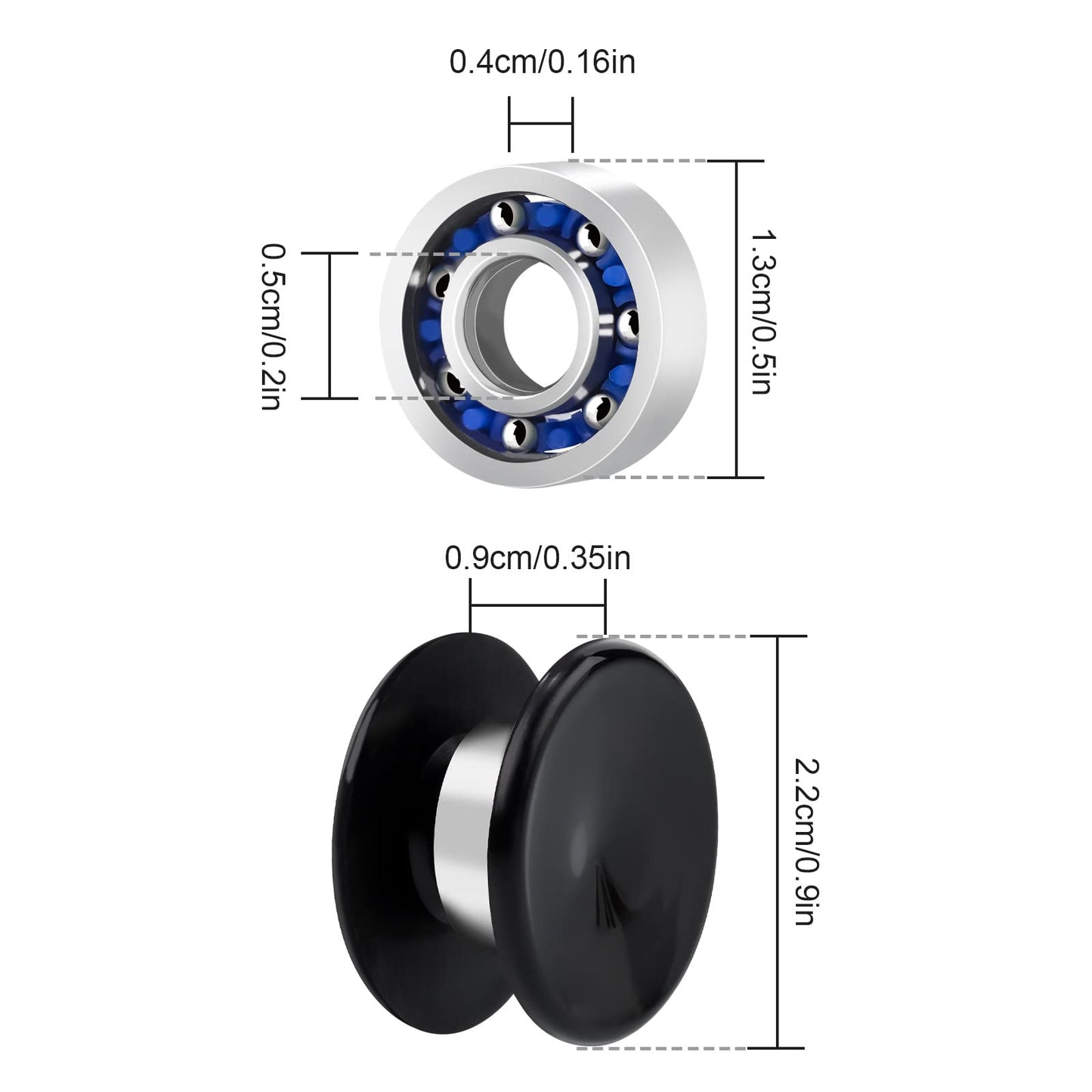 20 Pack Fidget Spinner Bearing And Cap Replacement Set, Chrome Steel Bearing Balls, High Speed 13Mmx7Mmx4Mm Bearings Single Seal