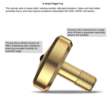 Djuiinostar Premium Spinning Top: Lengthened Stem, Easy To Twirl, High Performance (Br 13+, Avg 5-8), Cnc Machined Brass, Great Time Killer, Edc Fidget Toy Dst-820