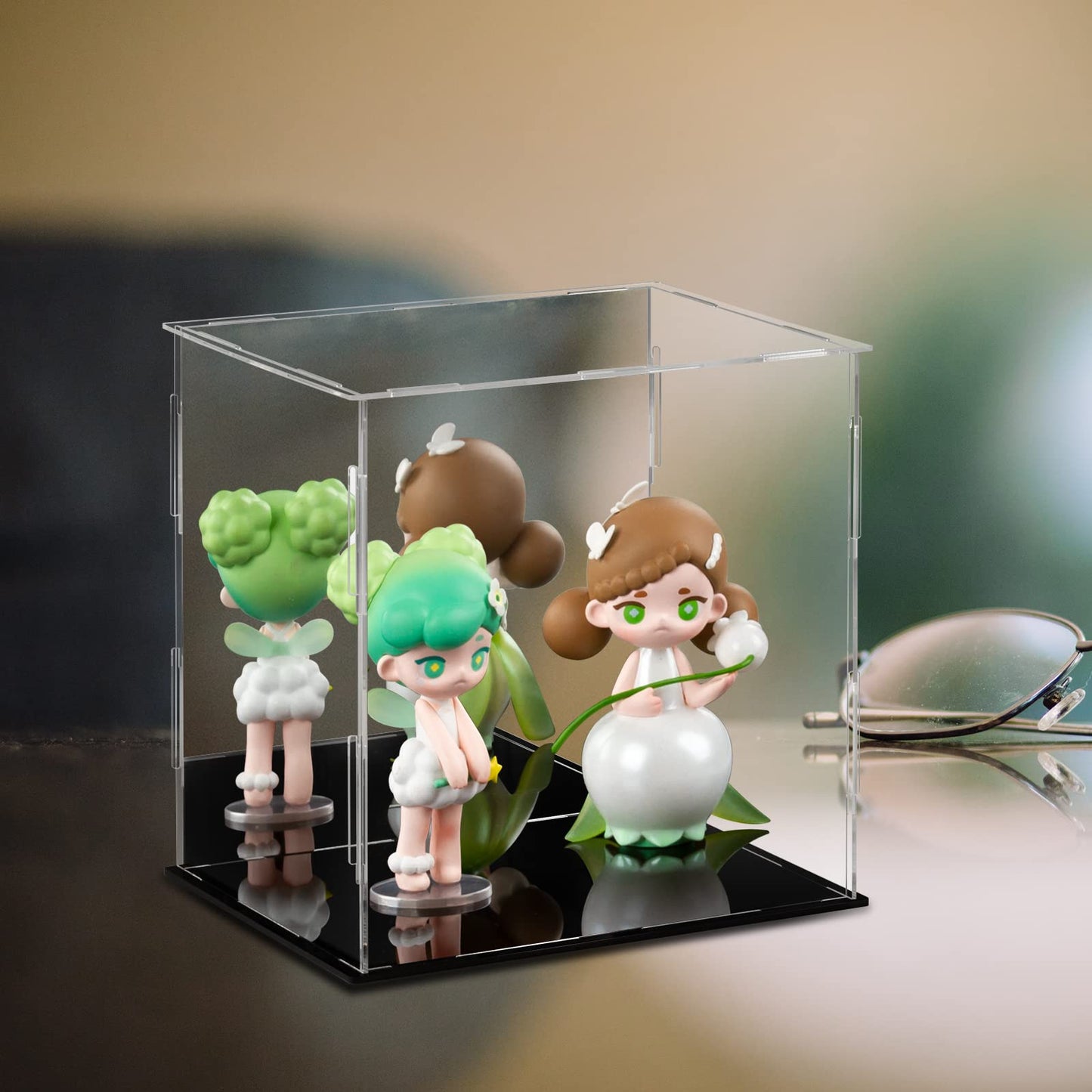 Lilezbox Acrylic Display Case,Versatile Collectibles Display Showcase For Action Figures Toys,1 Pack (Black, 7.8X5.9X7.8 Inch)