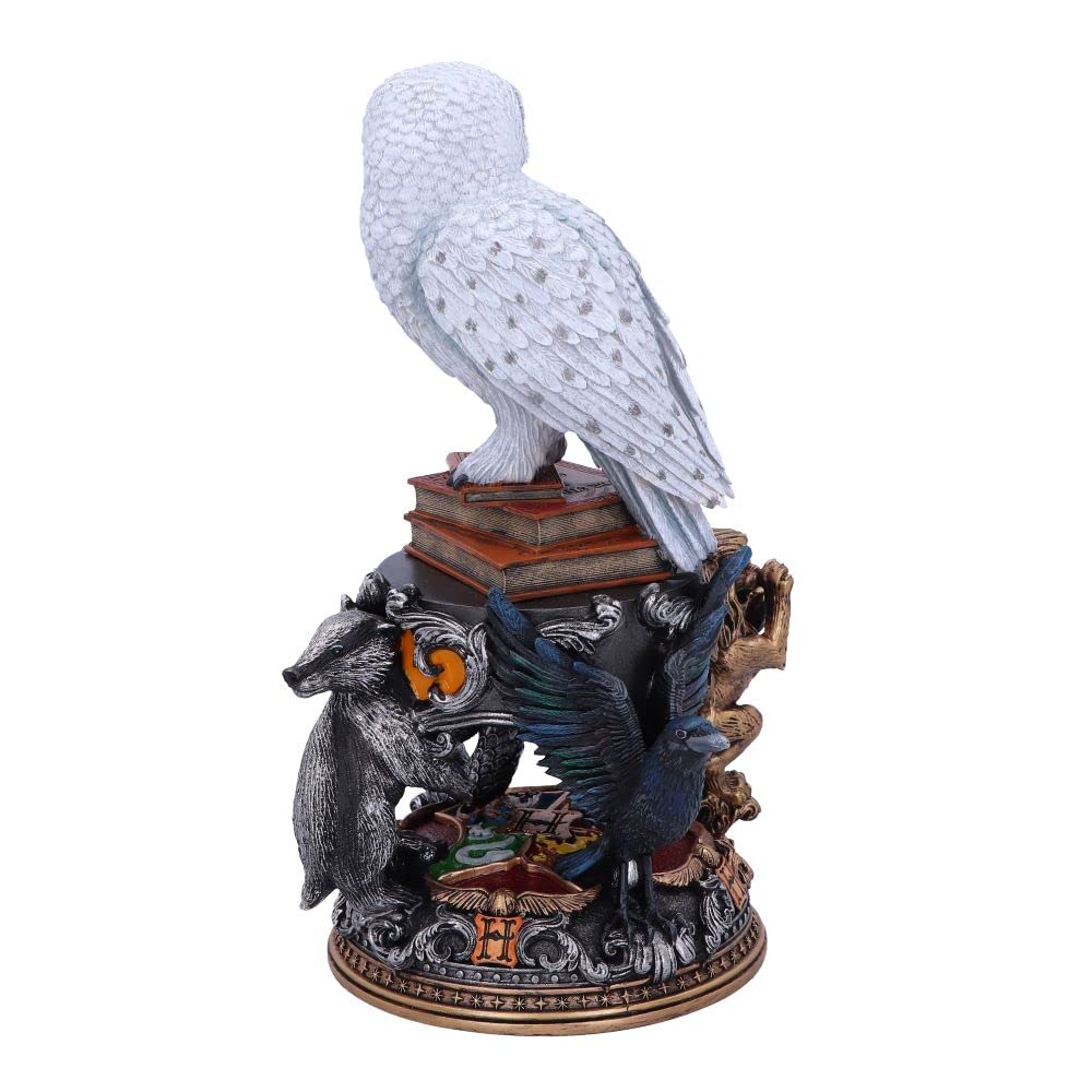 Nemesis Now Harry Potter Hedwig Figurine, Collectible Resin Owl Statue With Howarts House Emblems And Books, And Home Decor For Harry Potter Fans
