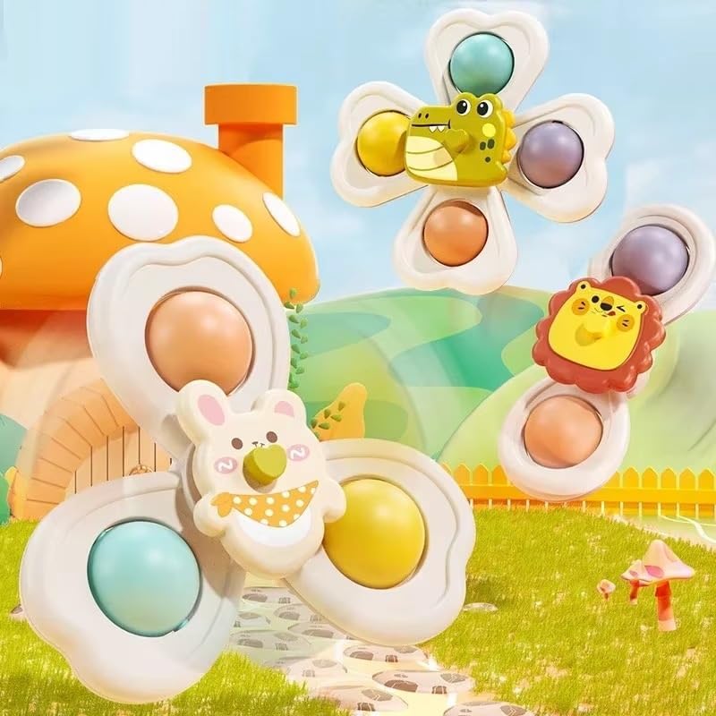Super Toy 3 Pc Fidget Spinner Bath Toy Toddlers Spinning Rattle Suction Cup Baby Bath Tub Toys For Kids 1 2 3 Years Birthday Gif