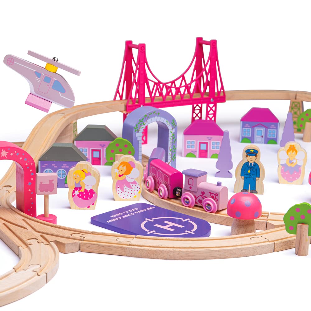 Bigjigs Rail, Fairy Town Train Set, Wooden Toys, Wooden Train Set, Gifts For 4 Year Old Girl, Pink Train Set, Girls Train Set, Bigjigs Train Set