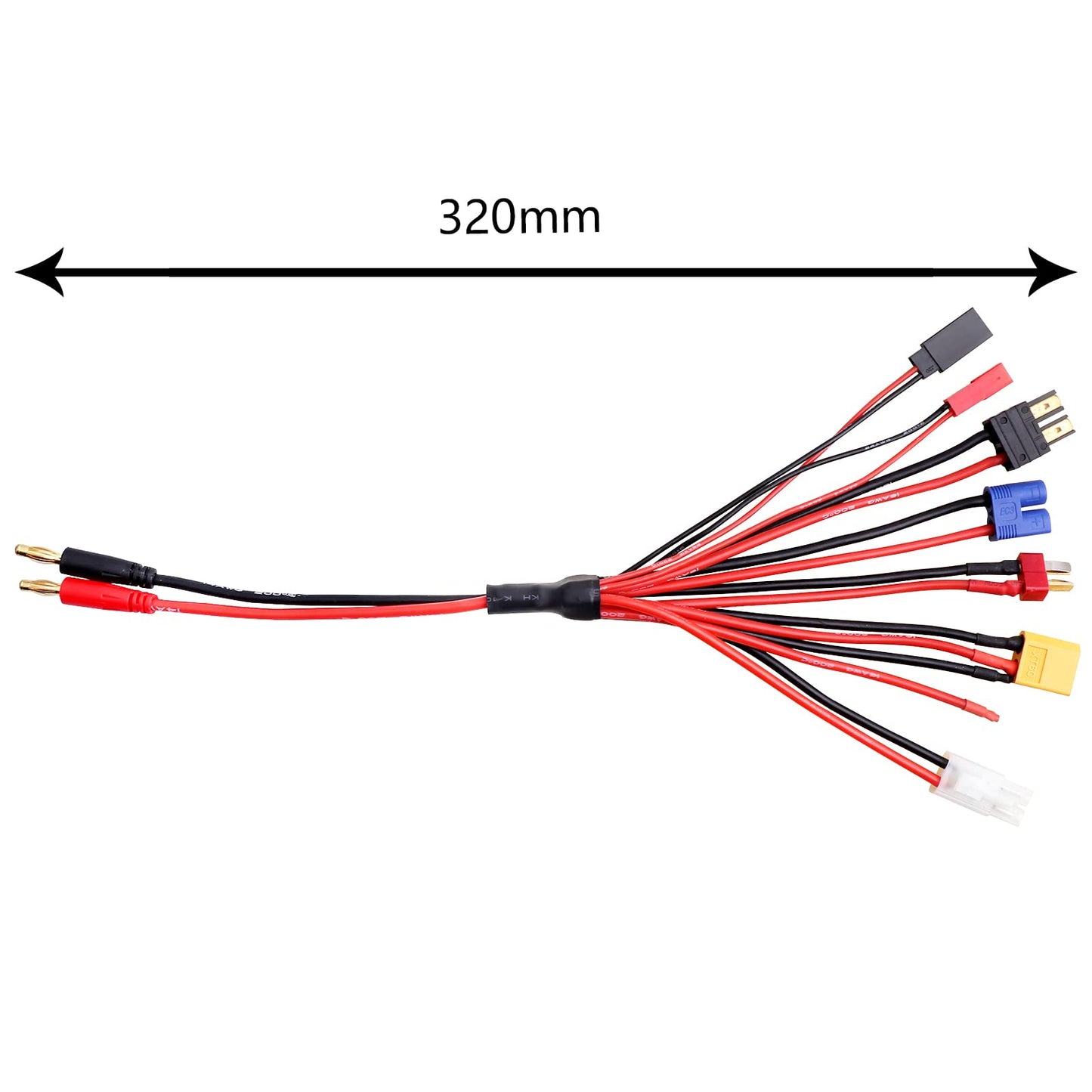 Hobbypark RC Lipo Battery Charger Adapter Connector Splitter Cable 8 in 1 Convert Wire fit for 4.0mm Banana Plug to T Plug Deans