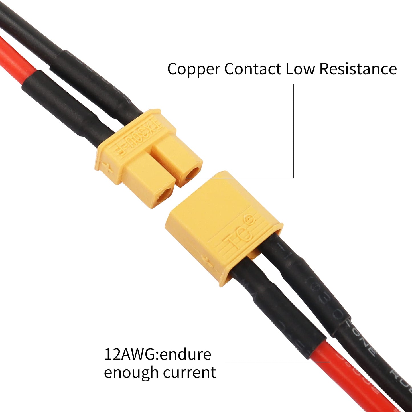 YACSEJAO 2 Pairs XT30U Male and Female Connector 18AWG 4 inch XT30U Plug Silicone w/Battery Straps RC Lipo Battery Cable for RC