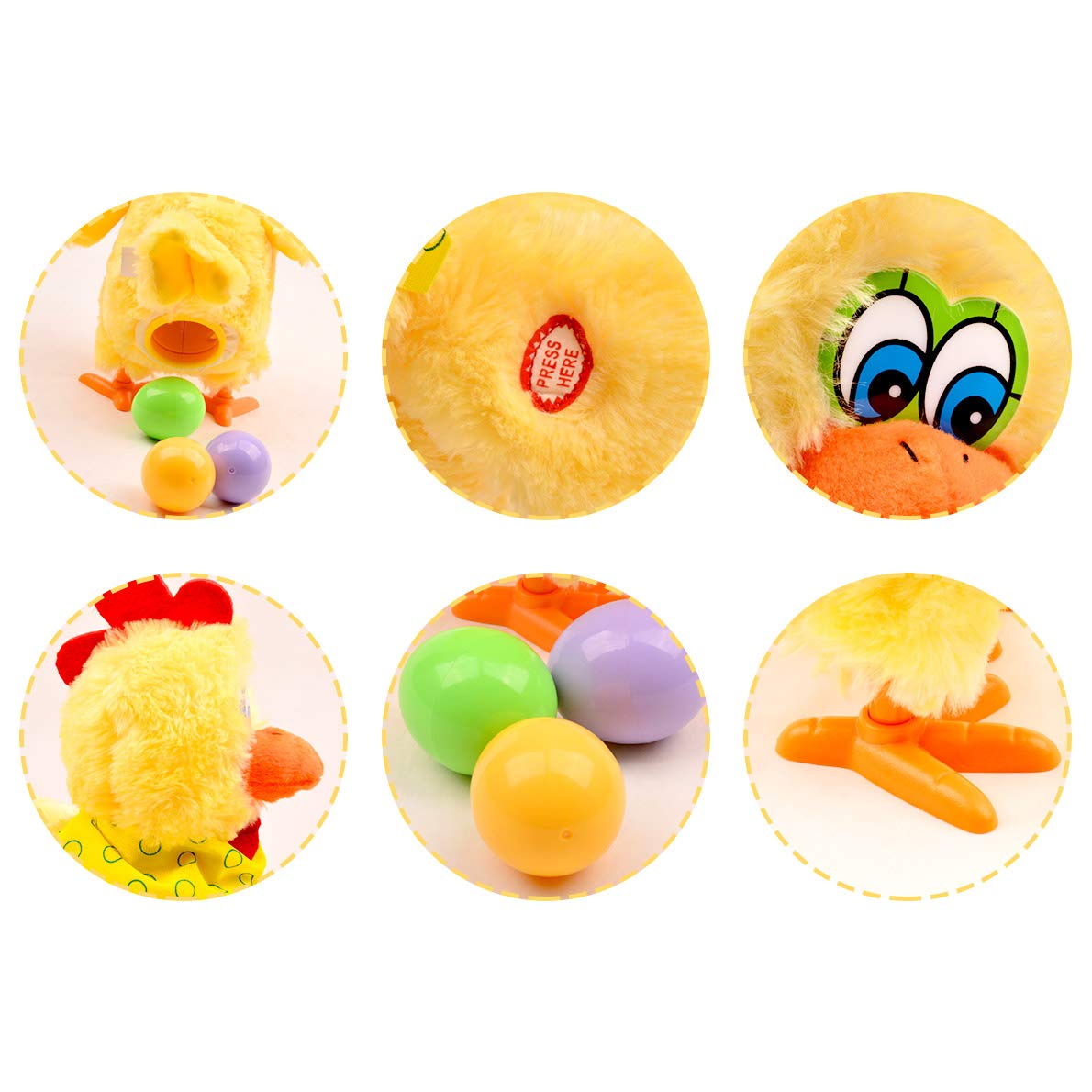 Plush Chicken Laying Eggs Toy Electric Stuffed Animal Crazy Chick Doll with Sound Music for Boys Girls (29.05cm)