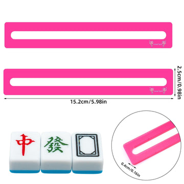 BOXOB 4pcs Mahjong Line Finder  Good Luck Mahjong Card Line Guide Rules Reader Helper Mah Jongg Accessories Gifts for Players (Rose Red)