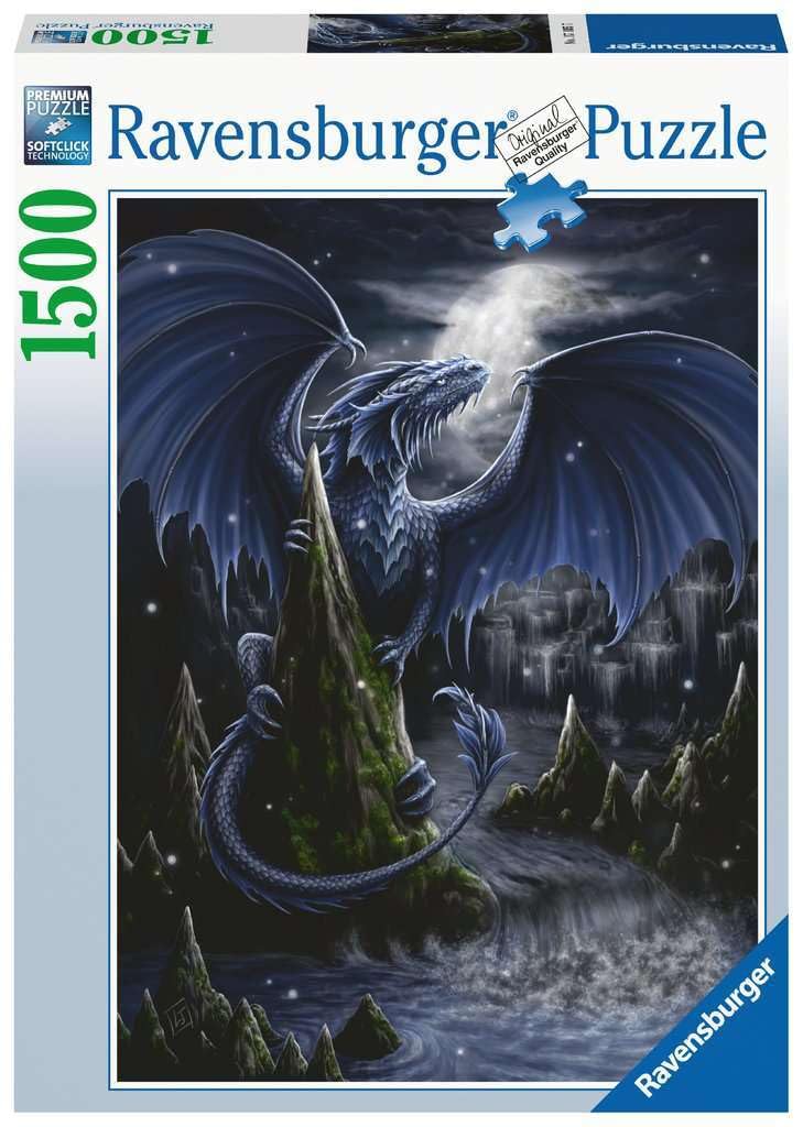 Ravensburger Puzzle 17105 Black Blue Dragon 1500 Pieces