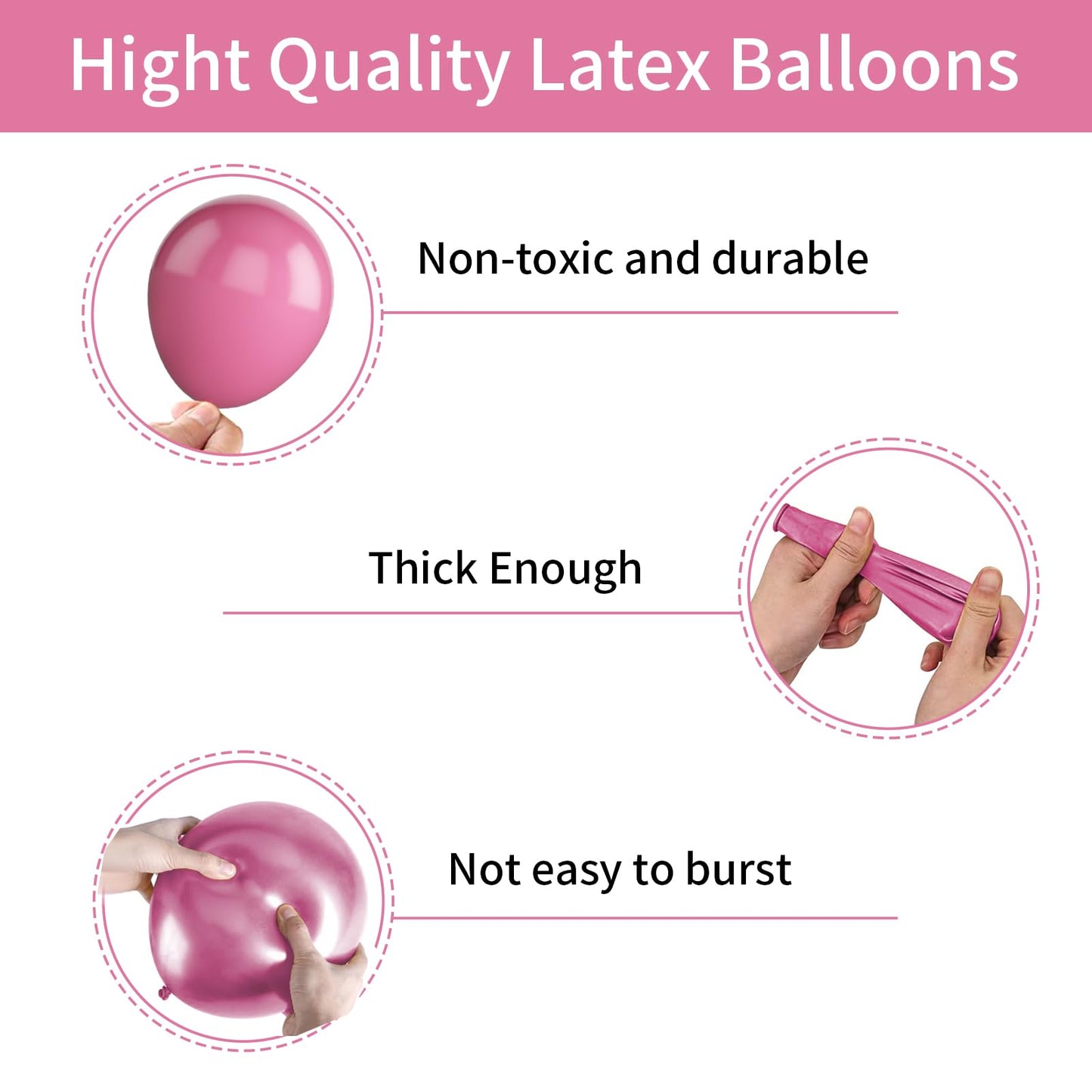 Paready Hot Pink Balloons, 30Pcs Metallic Hot Pink Party Balloons 12 Inch Chrome Red And Pastel Pink Latex Balloons Macaron Ligh