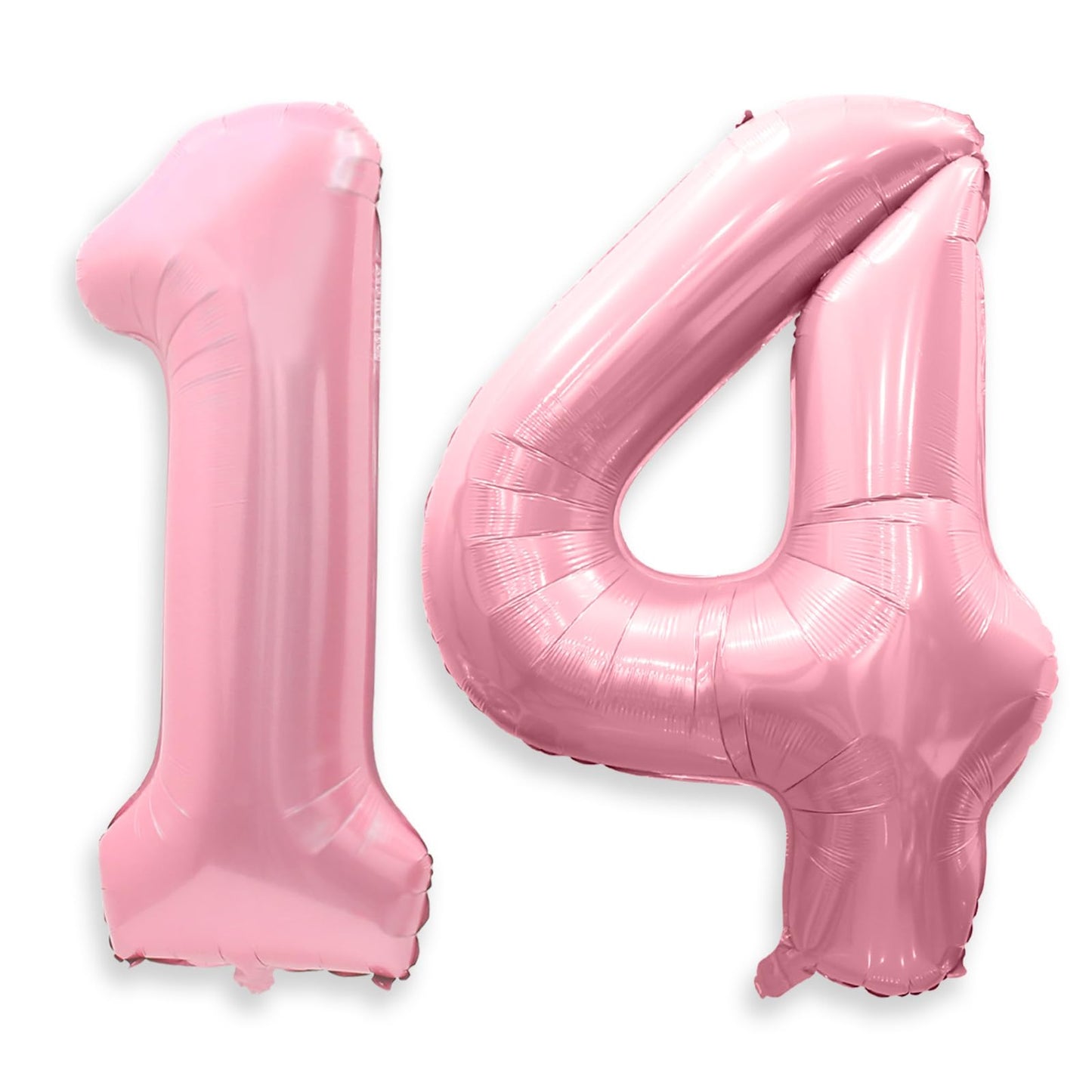 40 Inch Pink 14 Balloon Numbers, Large Number 14 Balloons Pink Foil Number Balloons, Light Pink 14th Mylar Birthday Balloons for