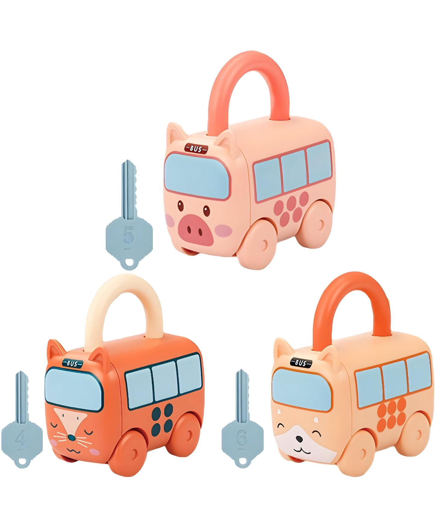 Jollyora Montessori Lock & Key Car Toy For Kids | Number Matching & Sorting Learning Toy | Fine Motor Skill Development Activity