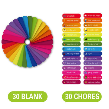 Magnetic Reward Behavior Star Chore Chart For One Or Multiple Kids, Includes 8 Markers + 60 Foam Backing Illustrated Chores + 300 Stars In Red, Yellow, Blue. X- Large 17X12 Inch. Hanging Loop Ready!