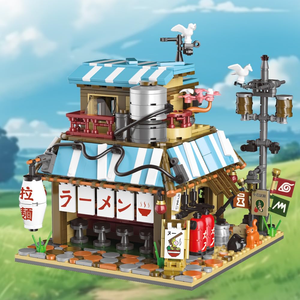 RAVAYO Japanese Ramen Shop Building Blocks Set - Plastic Mini Brick Toy, 8"x8"x2", Model RA011, Ideal Gift for Ages 14+