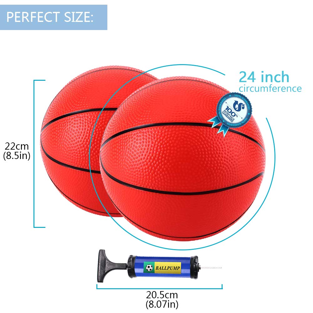 TNELTUEB Mini Basketball for Kids Replacement 3 Pack with enhanced Pump  Fits All Standard Swimming Pool Basketball Hoop Indoor Outdoor Pool Game Toy Water Games - Soft and Bouncy8.5 Inch