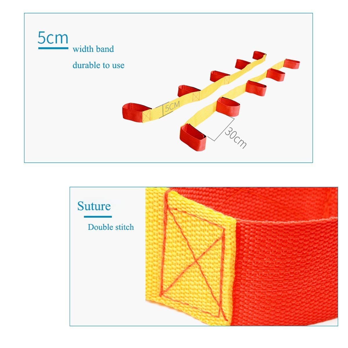 Sonyabecca 5-Legged Race Band Set Game - Teamwork Training for Kids & Adults, Yellow, Nylon & Lycra