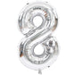 Toniful 40 Inch Silver Large Numbers Balloons 0-9, Number 8 Digital 8 Helium Balloons, Foil Mylar Big Number Balloons For Birthd